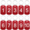 10 Stück Nummernschilder 1 to 10 Aluminum ID Tags mit Löchern Gravierte Schlüsselanhänger mit Schlüsselringe Number Tags Key Chain, Rot