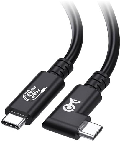 Cable Matters [USB-IF Certified] 20Gbps Right Angle USB 4 Cable 2m, with 8K Video, 240W Charging, Compatible with Thunderbolt 4 Cable, iPhone 15 Pro Max, Apple Vision Pro, MacBook, XPS, Surface