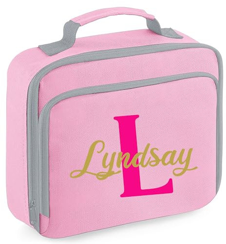 Always Looking Good Personalised Lunch Box Bag for Boys and Girls - Pink Personalised Lunch Bag for Kids with Name & Initial School Lunch Bag - Personalised Lunch Boxes for Girls and Boys in Pink