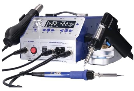 Kit de station de fer à souder à affichage numérique 948-II Pistolet À Étain D'aspiration Station De Dessoudage Pistolet À Air Chaud Fer À Souder Stylo D'aspiration 4 En 1 Station De Soudage Intellige