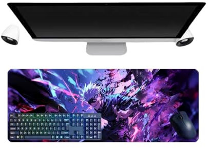 Jujutsu Satoru Gojo Anime Large Tapis de Souris, 800 x 300 x 3mm, Bureau Anti-Glissant Surface Texturée pour Ordinateur pour Ordinateur Gamer-Bureau-Maison et Portables