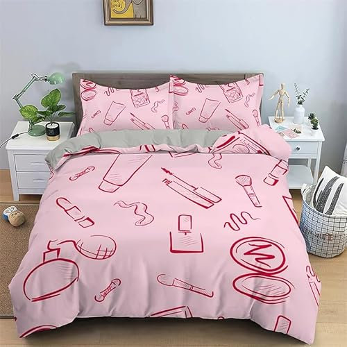 BettwäSche 135x200 Bilden 3teilig Bettwäsche-Sets mit 2 Kissenbezüge 80x80 cm Bettbezug 135 x 200 aus Mikrofaser mit Reißverschluss Weich Atmungsaktive für Kinder Mädchen