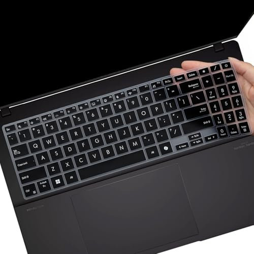 Keyboard Cover for 2025 2024 ASUS Vivobook 15 M5506 S5506 Q5507 S5507 S5507QA 15.6, VivoBook 16 M1607 X1607QA M5606 S5606/VivoBook V16 V3607 16-inch Laptop Keyboard Protective Cover Skin-Black