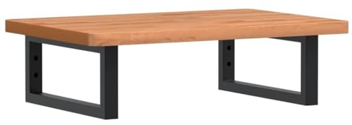vidaXL Waschtischplatte mit Halterung, Holzplatte Waschtischkonsole Wandmontage, Waschbeckenplatte Wandkonsole Wandregal, Stahl Massivholz Buche