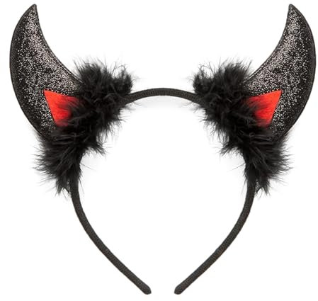 AIZQYC Serre Tete Cornes de Diable Noir, Bandeau Corne de Demon Cosplay Gothique, Oreille de Diable pour Enfant Adulte, Déguisement Halloween Maléfique Costume Accessoire pour Carnaval, Fête à Theme