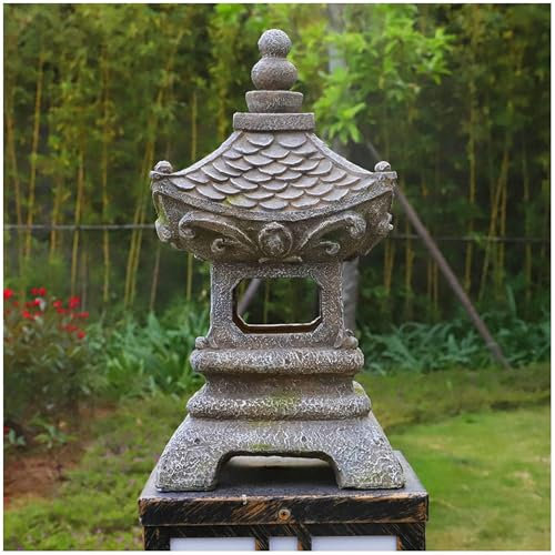 Solar Zen Garden Pagoda Lantern Ornaments Statue, Gorgeous Stone Lantern Solar Zen Garden Lights Lantern Pagoda Light Solar Garden Lamp