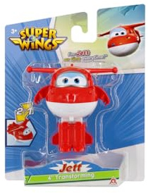 Super Wings - Transformations-Flugzeug Jett in Weiß-Rot, ca. 12 cm große Spielfigur für Kinder, verwandelbares Spielzeug-Flugzeug und Roboterfigur