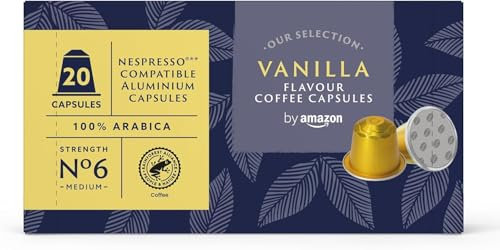 by Amazon Capsules de Café aromatisées à la Vanille, compatibles Nespresso, 20 Capsules en Aluminium (1 paquet x 20) - Certifié Rainforest Alliance