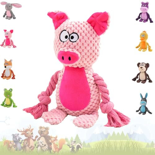 Hundespielzeug,Hund Quietschspielzeug mit Knitterpapier, Plüschtier Hund Plüsch Kauspielzeug,Intelligenzspielzeug für Hunde,Hundespielzeug Kleine Hunde,Quietschendes Hundespielzeug(Rosa Schwein)