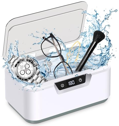 Klivvio Ultraschall-Schmuck-Reiniger, 48 kHz, professioneller Ultraschallreiniger mit digitaler Zeitschaltuhr für Brille, Ring, Uhrenarmband, Zahnspender, Münzen, Rasierer