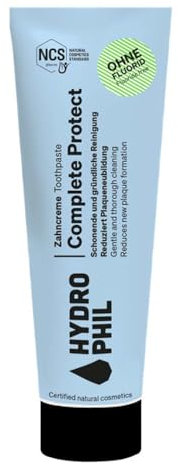 HYDROPHIL Complete Protect Zahncreme – Fluoridfrei - Zertifizierte Naturkosmetik - Vegan, Schutz vor Zahnschmerzen, Naturkosmetik, Zahnpflege für empfindliche Zähne (75 ml (1er Pack), Ohne Fluorid)