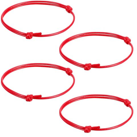 AOZUO 4 Stück Lederarmband Herren, Lederarmband Damen Geschenk für Männer und Frauen Armbänder Für Herren Armband Stoff Leather Bracelet Damen Männer (rot)