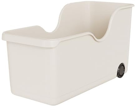 Contenedor de Almacenamiento de Plástico, Organizador de Gabinete Estrecho con 2 Ruedas, Caja de Almacenamiento de Cocina para Congelador, Armario, Baño, Cuarto de Lavado
