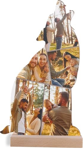 Wolf Geschenk Personalisiert - Fotomosaik Holzbild - Heulender Wolf, Rudel, Geburtstagsgeschenk