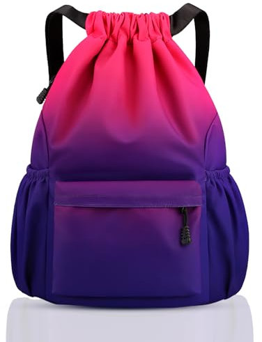 Fadeeg Sportbeutel, Sportrucksack Kinder, Turnbeutel Damen Und Jungen, Turnbeutel Mit Kordelzug Beutel Rucksack Für rotule, Fitnessstudio, Sport, Reisen, rot immen-rot blau
