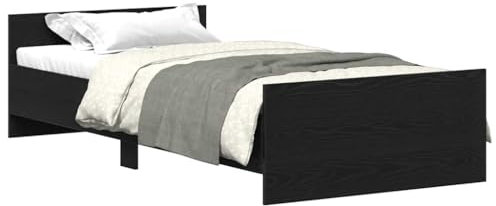vidaXL Bettgestell ohne Matratze Schwarz Eichen-Optik 90x200 cm, Schlafzimmermöbel, Schlafzimmerbett, Einzelbett, Bett, Bettrahmen, Lattenrost