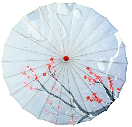 Pocoiau Mehrzweck-Sonnenschirm aus Bambus, Seide, dekorativer Sonnenschirm für traditionelle Feiern und den täglichen Gebrauch, 82 cm Durchmesser, X