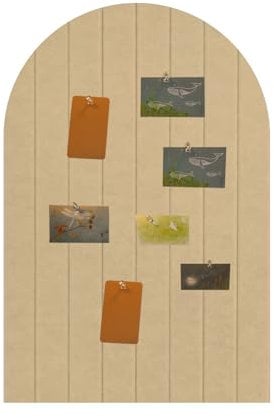 Foldable Cork Board, 0.9 cm Thick Large Felt Bulletin Board with Adhesive Sticker, Round Edges Wall Panels for Office Bedroom Living Room, Decorative Board for Pictures Notes (Camel, 60x40 cm)