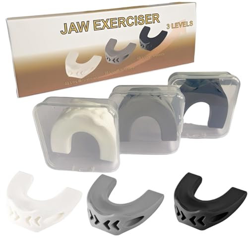 zzmikiteck Jaw Toner for Jawline，Jaw Exerciser Chew,Jaw Exerciser for Double Chin Reducer,Face Exerciser for Enhancing Chiselled Jawline, 3 Pack with 3 Strengths Jaw Trainer （40Lb+50Lb+60Lb）