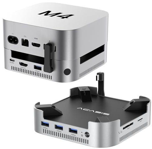 ACASIS Dock para Mac Mini M4 con Doble Bahía para SSD NVMe, Estación de Acoplamiento USB C – Hub HDMI de Aluminio para Mac Mini M4 y M4 Pro, 4K60 HDMI, Carga PD 30W, 4 USB-A 10Gbps, Ranura SD/TF