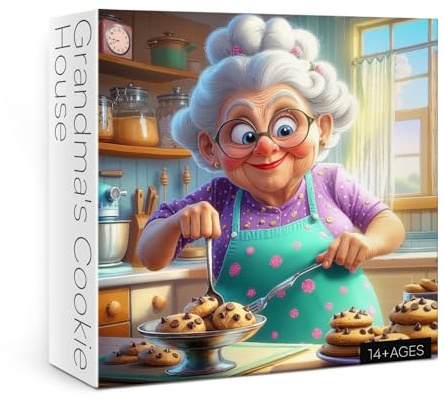 Fun Kitchen Grandma Puzzle 1000 Pieces for Adults, Baking Chocolate Cookies House Jigsaw Puzzle, Food Granny Cozytime Puzzles as Home Decor