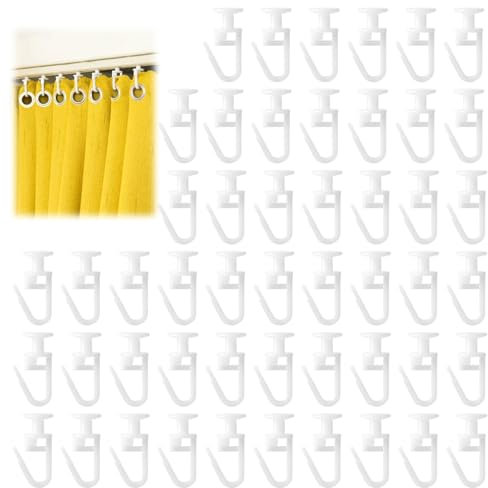 Ganchos de cortina para rieles de 34 mm, 50 unidades, de plástico, ganchos de cortina para caravanas, rollos de cortina blancos, autocaravanas, robustos, ganchos de cortina para caravanas