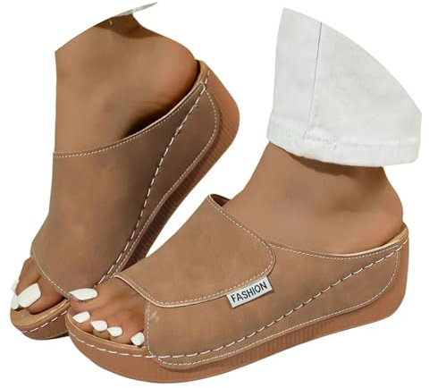 Ciabatte Donna Estive Ortopediche pelle Anatomiche Sandali Pantofole Zeppa Comode da Casa Eleganti Leggere Ciabatte per Fascite Plantare Moda Aperta Antiscivolo Arch Support Sandalo Spiaggia Mare 2025