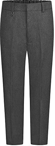 ZECO Boys’ Adjustable Waist Slim Fit School Trousers (3-16 Years) Grey