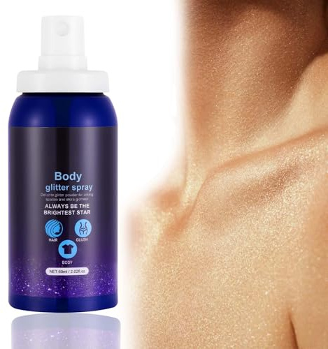 AOOWU Glitzer-Spray 60ml, für Haar & Kleidung | Glitterspray für Haut, Gesicht und Haar, für Halloween, Fasching und Festival