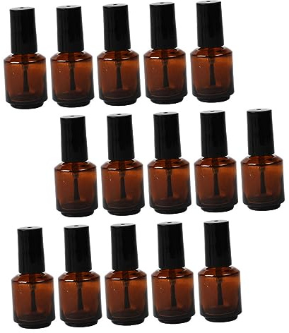 CIYODO 15 Pièces bouteille de vernis à ongles vide clou réutilisable récipient transparent bouteilles pots de vernis à ongles vides flacon avec pinceau applicateur Un verre Chocolat