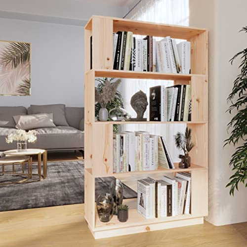 Ziaphsol Bücherregal Raumteiler aus massivem Kiefernholz, 80x25x132 cm, unbehandelt, vielseitige Aufbewahrung für Bücher, DVDs und Dekoration, Robustes Design für Wohnzimmer und Flur