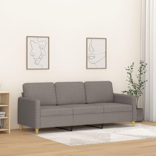 CKioict 3-Sitzer-Sofa Taupe 180 cm Stoff Sofa Polsterstoff Wohnzimmer Sitzmöbel Modernes Design Bequem Langlebig Robustes Metallgestell