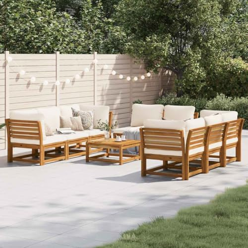 Terrasse Couch, 9-TLG. Garten-Lounge-Set mit Kissen Massivholz Akazie Sofa im Freien für Garten, Hinterhof, Veranda