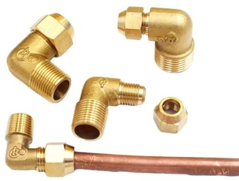 Raccord de Tube en cuivre, diamètre extérieur 6/8/10/12mm X 1/8 1/4 3/8 1/2 BSPP mâle en laiton, coude évasé, raccord de climatisation(12mm,1/4)