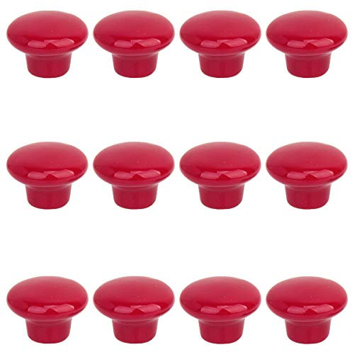 Creatwls 12PCS Verschiedene Mehrfarbe Keramik Türknopf Runden Türgriffe Knöpfe Schubladen Türschrank Schrank Griff Knöpfe Möbelknöpfe Möbelgriff Schrankgriffe Knopf Rot