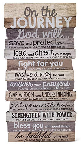 Lighthouse Christian Products Holzschild mit Aufschrift On The Journey God Will, rustikal, gestapelte Palette, 21,6 x 41,6 cm