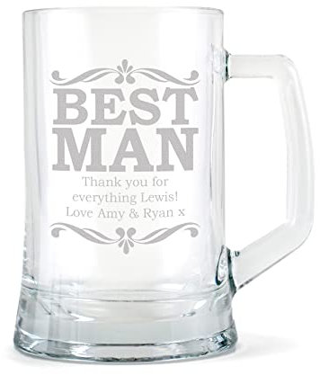 The Gift Experience Personalised Best Man Glass Tankard, Pint Glass, Bespoke Gifts, Drinking Gifts