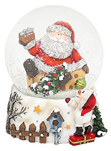 Dekohelden24 Kleine Schneekugel mit Weihnachtsmann, L/B/H 7 x 7 x 9,5 cm Kugel Ø 6,5 cm., 501377-Baum, Baum