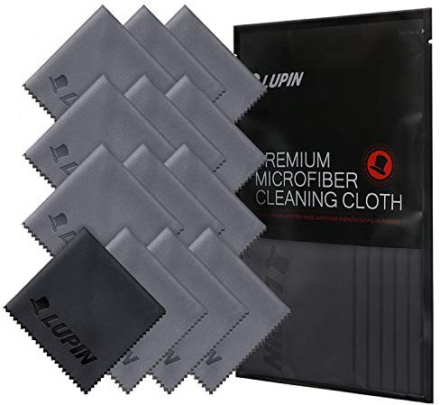 Lupin Mikrofaser Reinigungstücher, [13 Pack] Prämie Fluse Poliertuch für Handy, Laptops, iPad, Brillen, Auto, TV Bildschirme und andere Oberflächen Mikrofasertuch mit Kleiner Beutel - Grau (Gray)