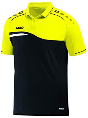 JAKO Herren Polo Competition 2.0, schwarz/neongelb, S, 6318