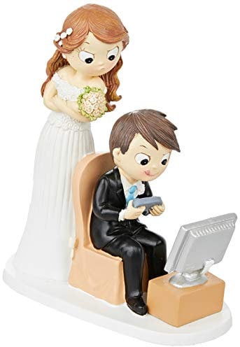 mopec Figurine Mariés et jeux vidéo, poly résine, blanc, 8.5 x 18.5 x 21 cm