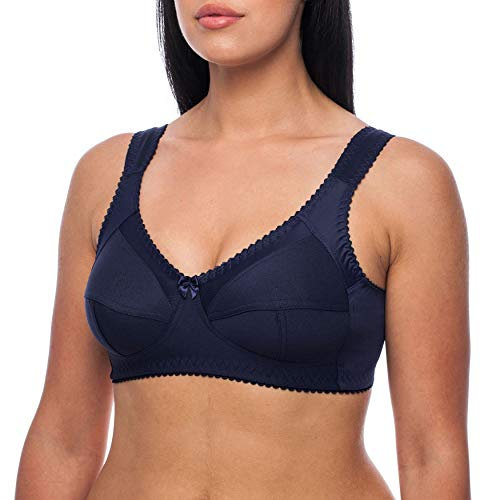 frugue Reggiseno Senza Ferretto Contenitivo Taglie Forti Pizzo Donna Blu IT 9E