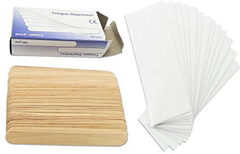 Waxing Spatulas & Wax Strips Kit 300pcs 100 Large Thick Wax Sticks & 200 Wax Strips for Hair Removal of Face Body Eyebrow Legs Bikini Area