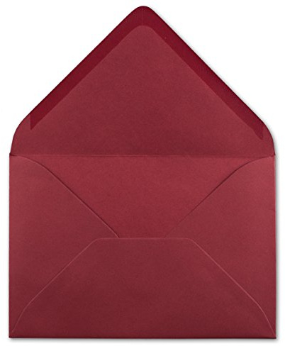 50 DIN C6 Briefumschläge Dunkelrot - 11,4 x 16,2 cm - 120 g/m² Nassklebung Brief-Hüllen ohne Fenster für Einladungen von Ihrem Glüxx-Agent