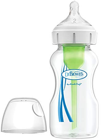 Dr. Brown's Anti-Kolik-Fläsche, breite Öffnung, 270 ml, transparent, Babyflasche, Level 2 + 3 Monate