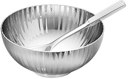 Georg Jensen Bernadotte Salzstreuer & Löffel, Ø 7,4 cm, polierte Spiegel Edelstahl von Sigvard Bernadotte