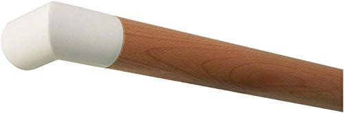 TIBU Buche Holz Handlauf Geländer 30-500 cm weiße Edelstahl Enden Wandhandlauf Wand Treppe, Länge 500 mm / 50 cm / 0,5 m und Endstück weiße Ecke