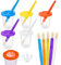 Jatidne Kids Paint Pots with Lids and Paint Brushes for Children Assortment Spill Proof Painting Set