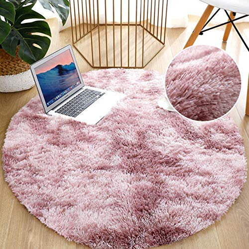 SDFCZ Round Plush Carpet for Living Room Fluffy Rug Thick Bed Room Carpets Anti-slip Floor Soft Rugs Tie Dyeing Velvet Kids Room Mat