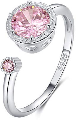 Qings Ringe Geburtsstein Oktober Damen, Turmalin Geburtsstein Offene Ringe Memoire Ring Silber 925